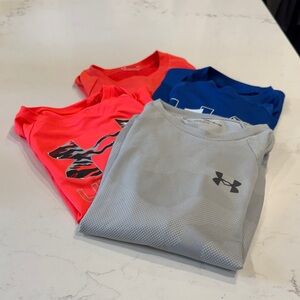 Boys Under Armour Athletic Tops - Gray, Blue, Red & Neon Pink